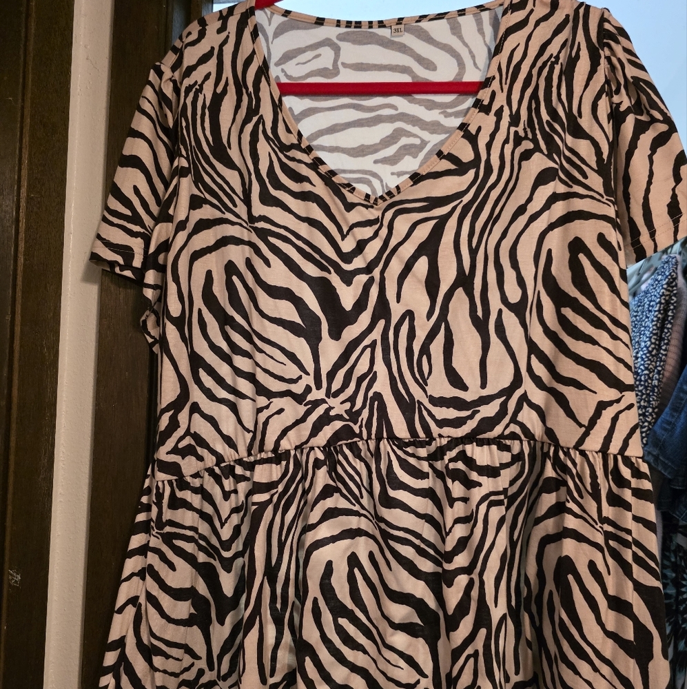 Zebra Print V-Neck Top
